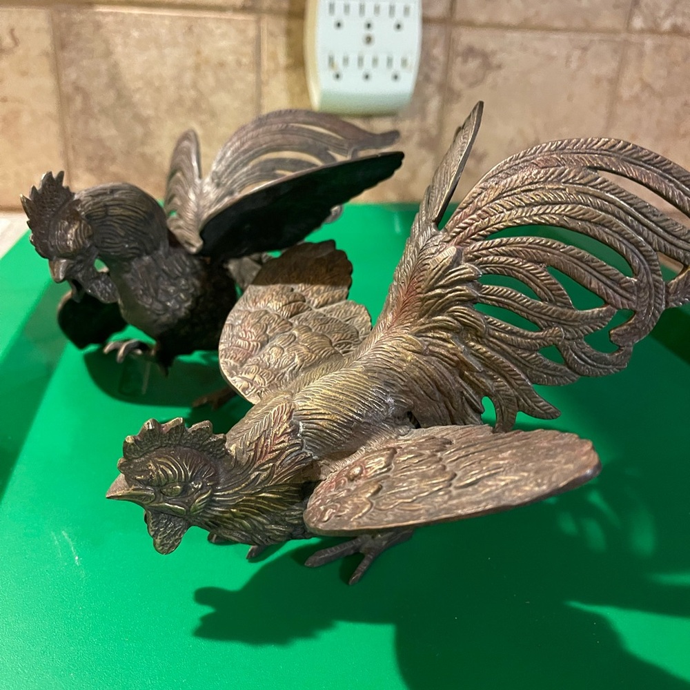 Elegant Brass rooster set Figurines - Picture 8 of 8